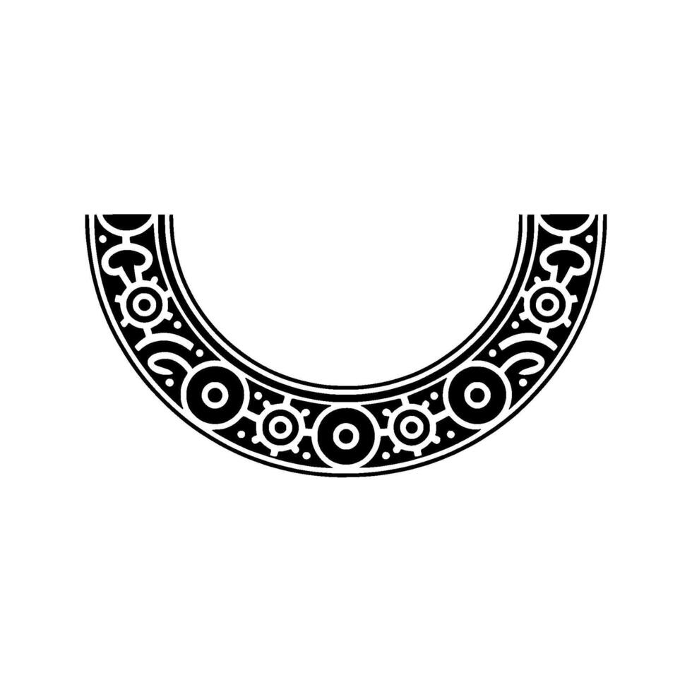 Black and White Decorative Crescent , Minimalist Pattern. vector