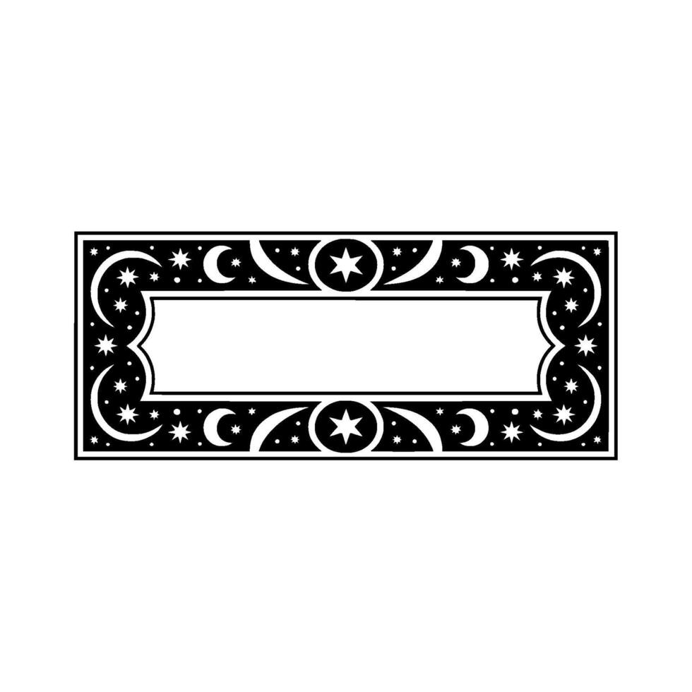 Celestial Frame Black White Starry Border, Elegant. vector