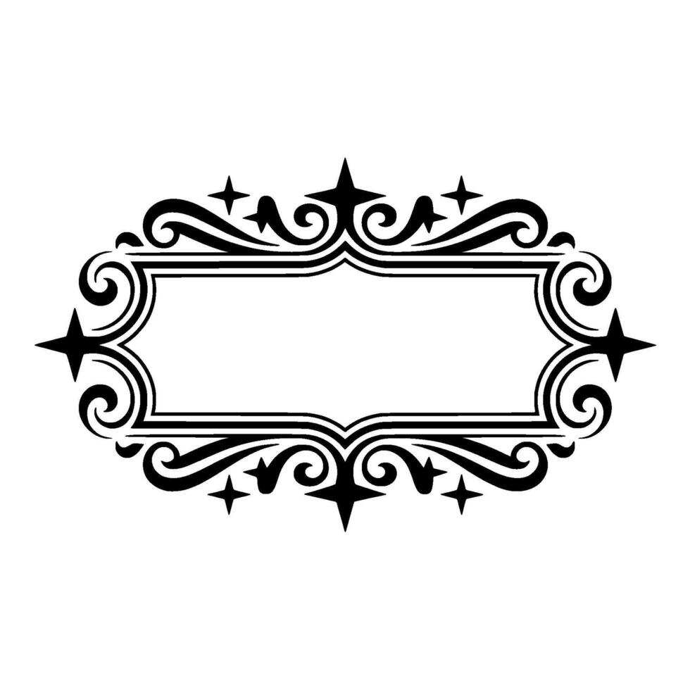 Elegant Black Frame with Ornate and Stars. vector