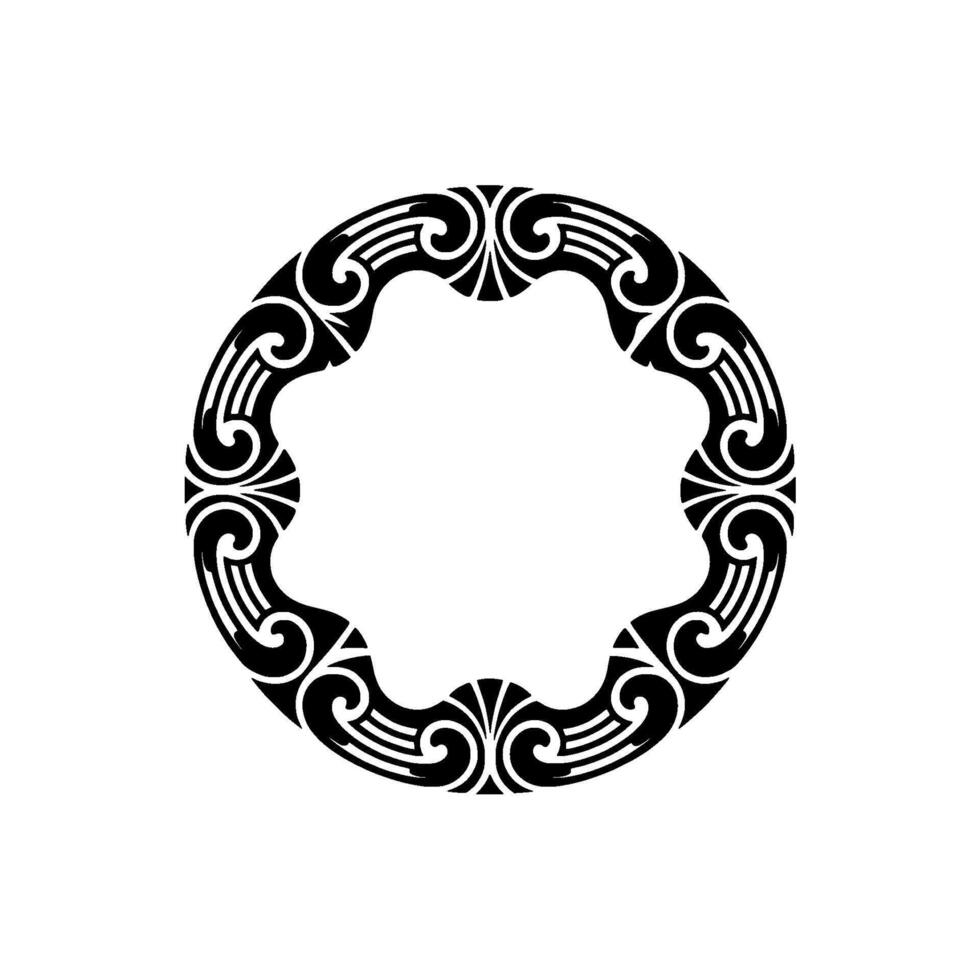 Tribal Circle Ornament, Black and White, Decorative. vector
