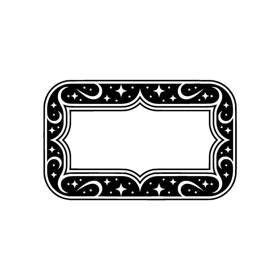 Ornate Black White Decorative Label, Vintage Style. vector