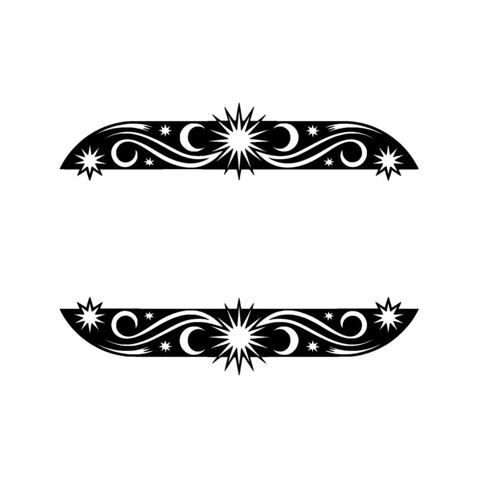 Celestial Border with Stars, Moons, and Swirls - Decorative Element. vector