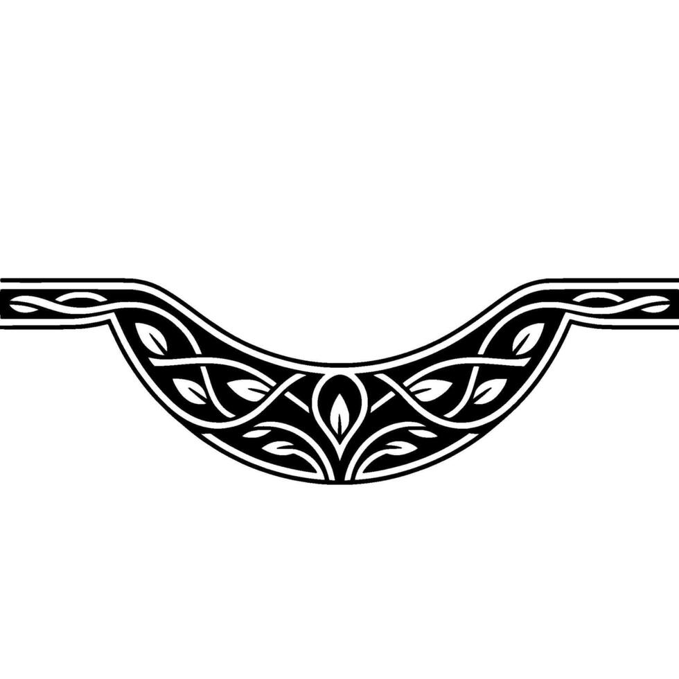 Elegant Celtic Knotwork Border Element in Black and Silver. vector