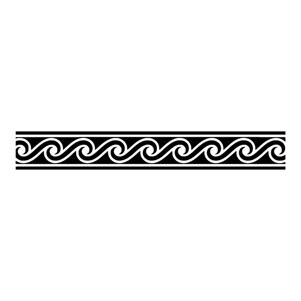 Wave Border, Black Swirls on White, Decorative. vector