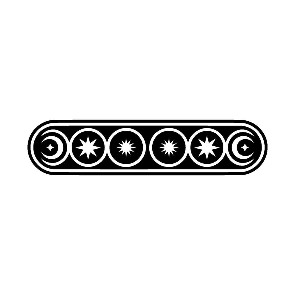 Celestial Ornament Crescent Moons Stars in Geometric Arrangement. vector