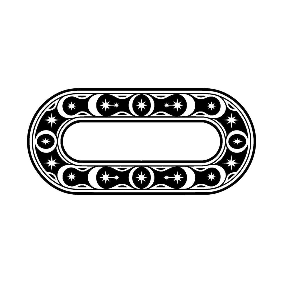 Celestial Oval Frame Illustration, Decorative Art Deco Style. vector