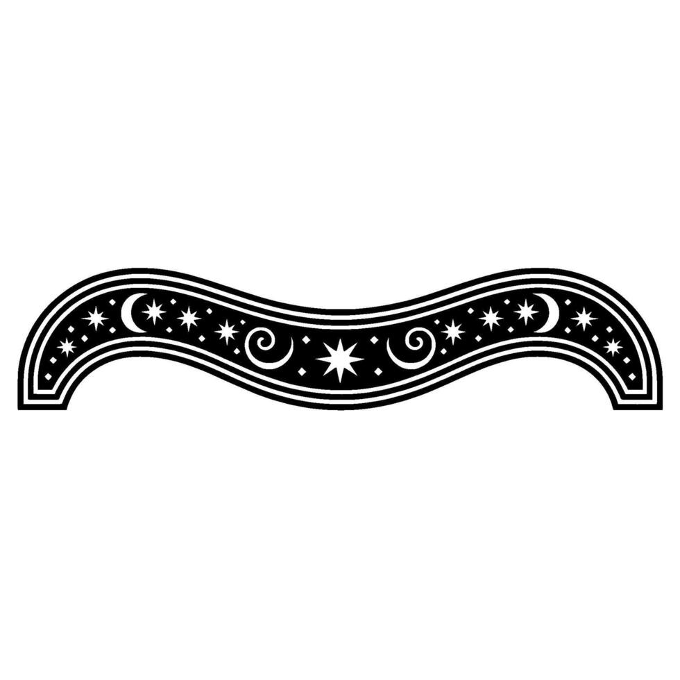 Elegant Celestial Border Stars, Moons, and Swirls - Ornament. vector