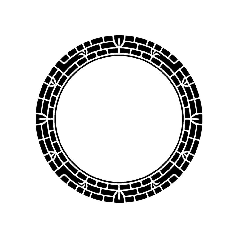 Ornamental Circle Frame in Black White, Minimalist. vector