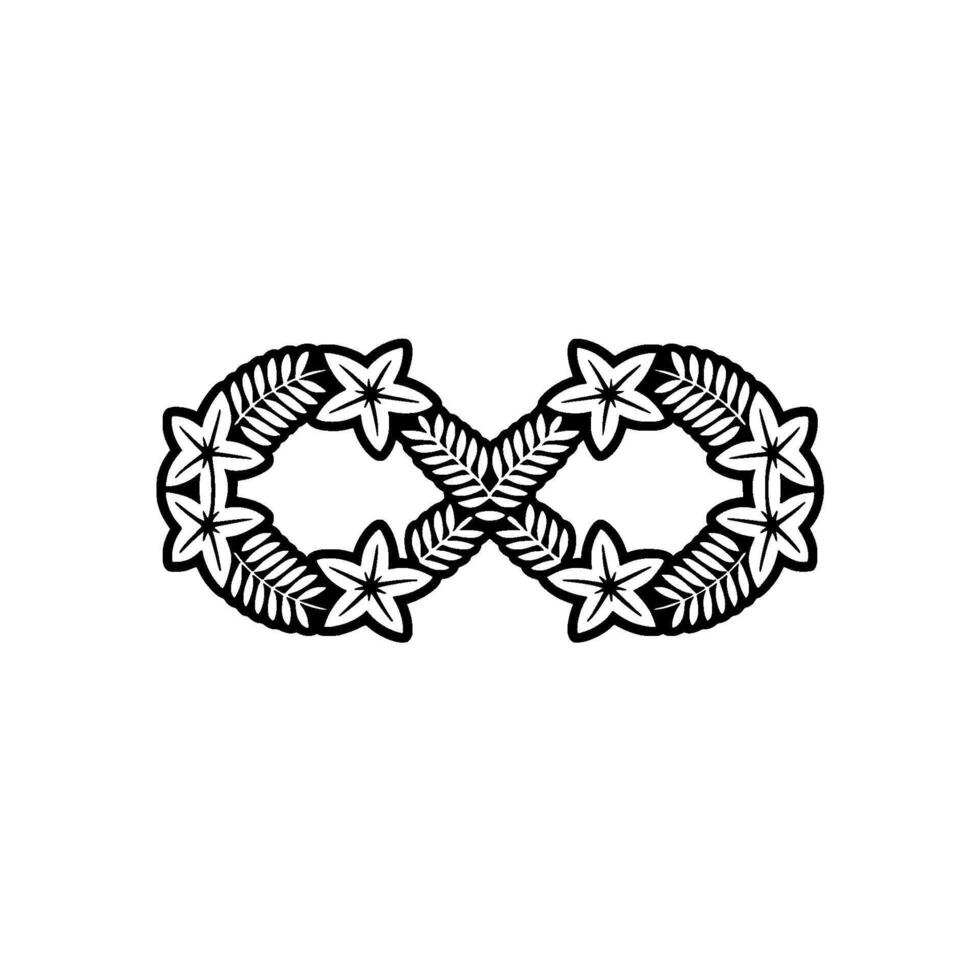 Floral Infinity Symbol, Minimalist , Black and White, Abstract. vector