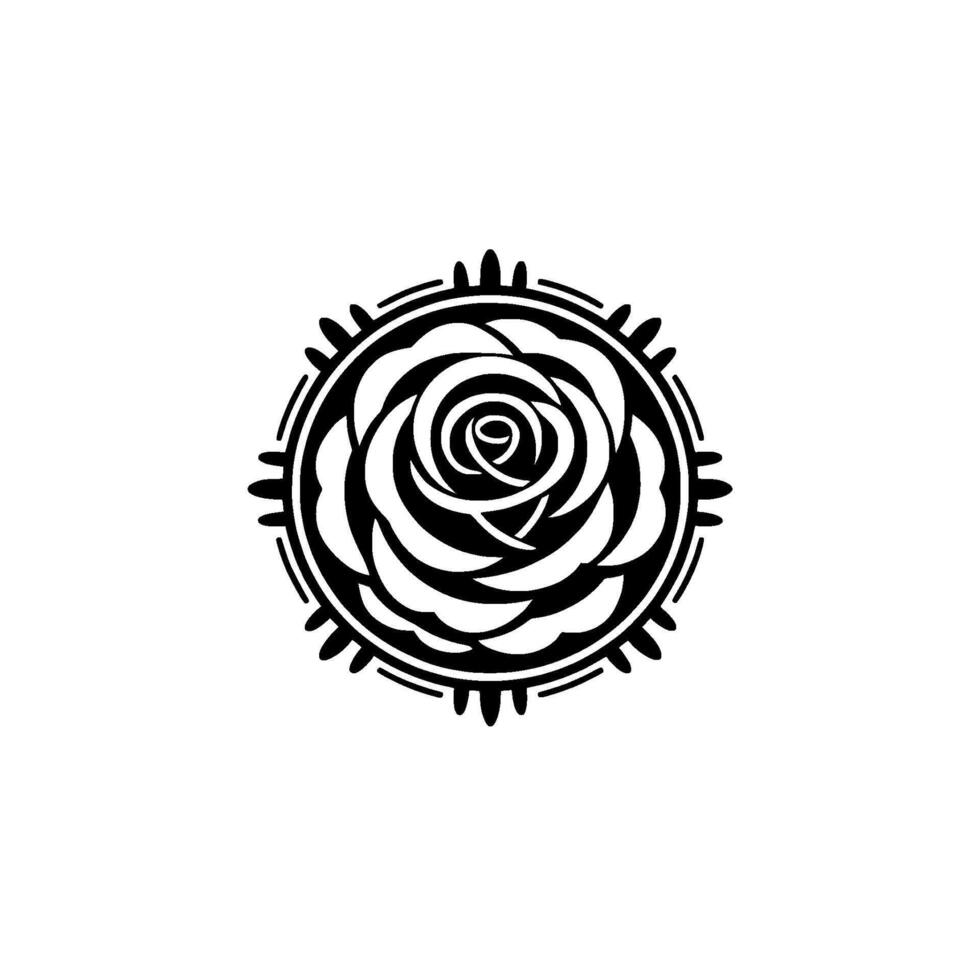 Minimalist Rose in Black and White, Elegant. vector