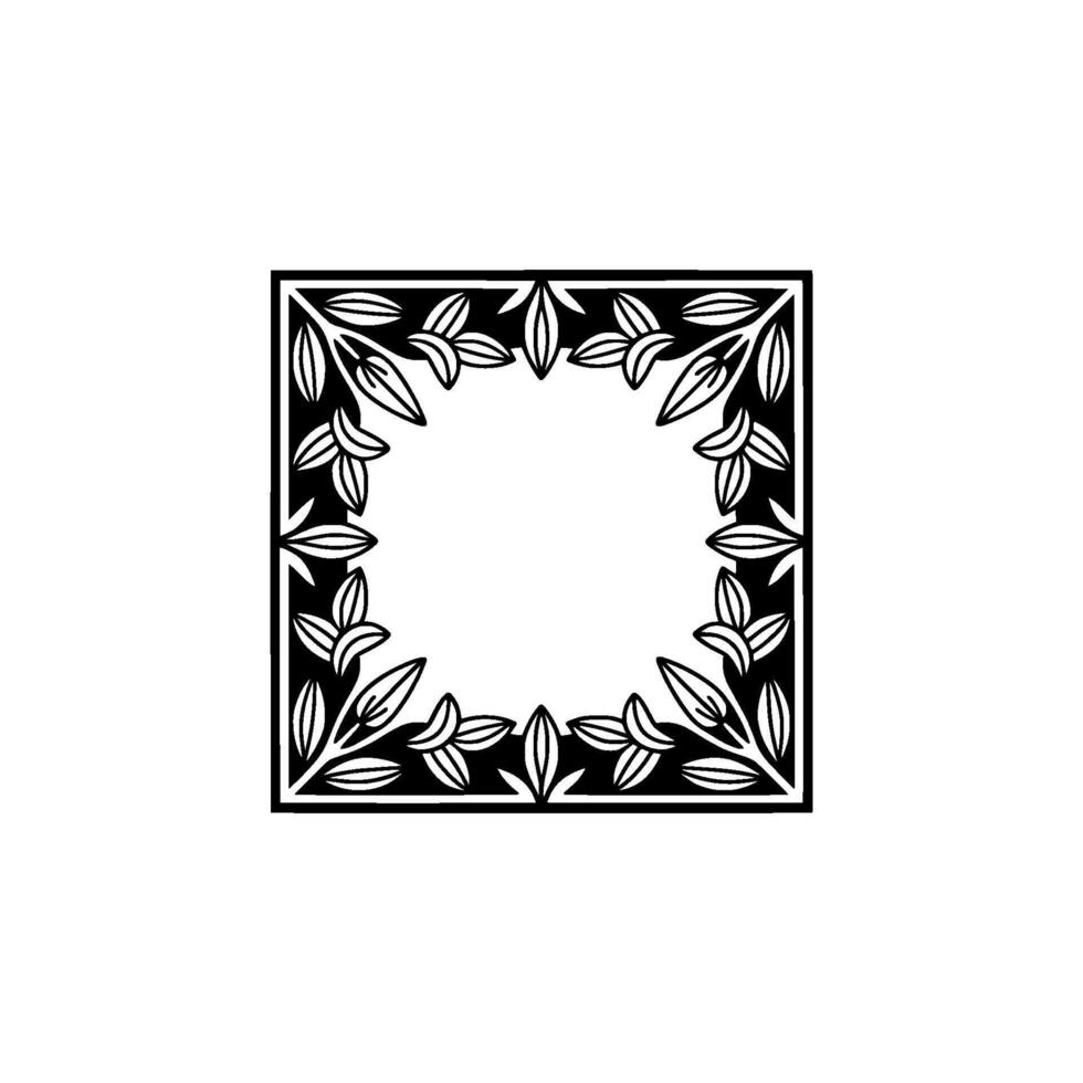 Elegant Floral Square Frame Illustration. vector