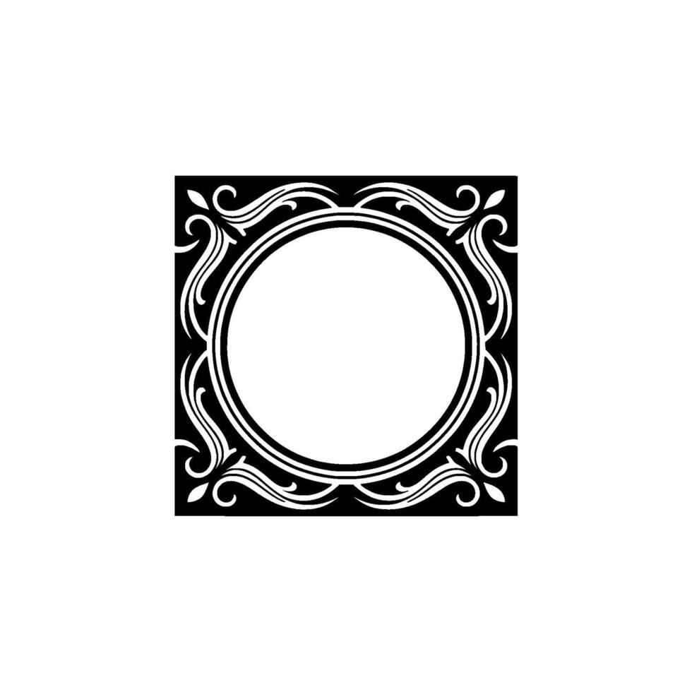 Elegant Black and White Decorative Frame with Circular Center. vector
