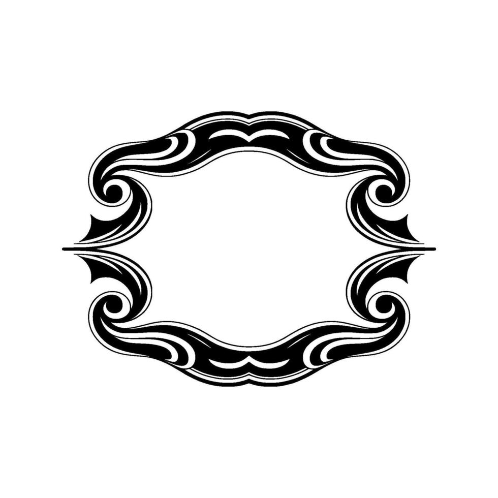 Elegant Black White Ornamental Frame, on Neutral Background. vector