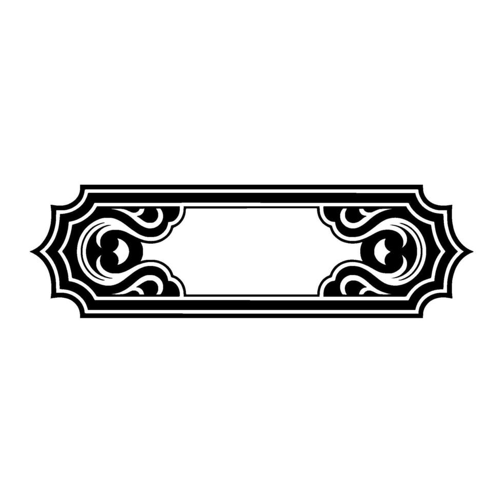 Decorative Rectangular Frame in Black and White - Ornamental Element. vector