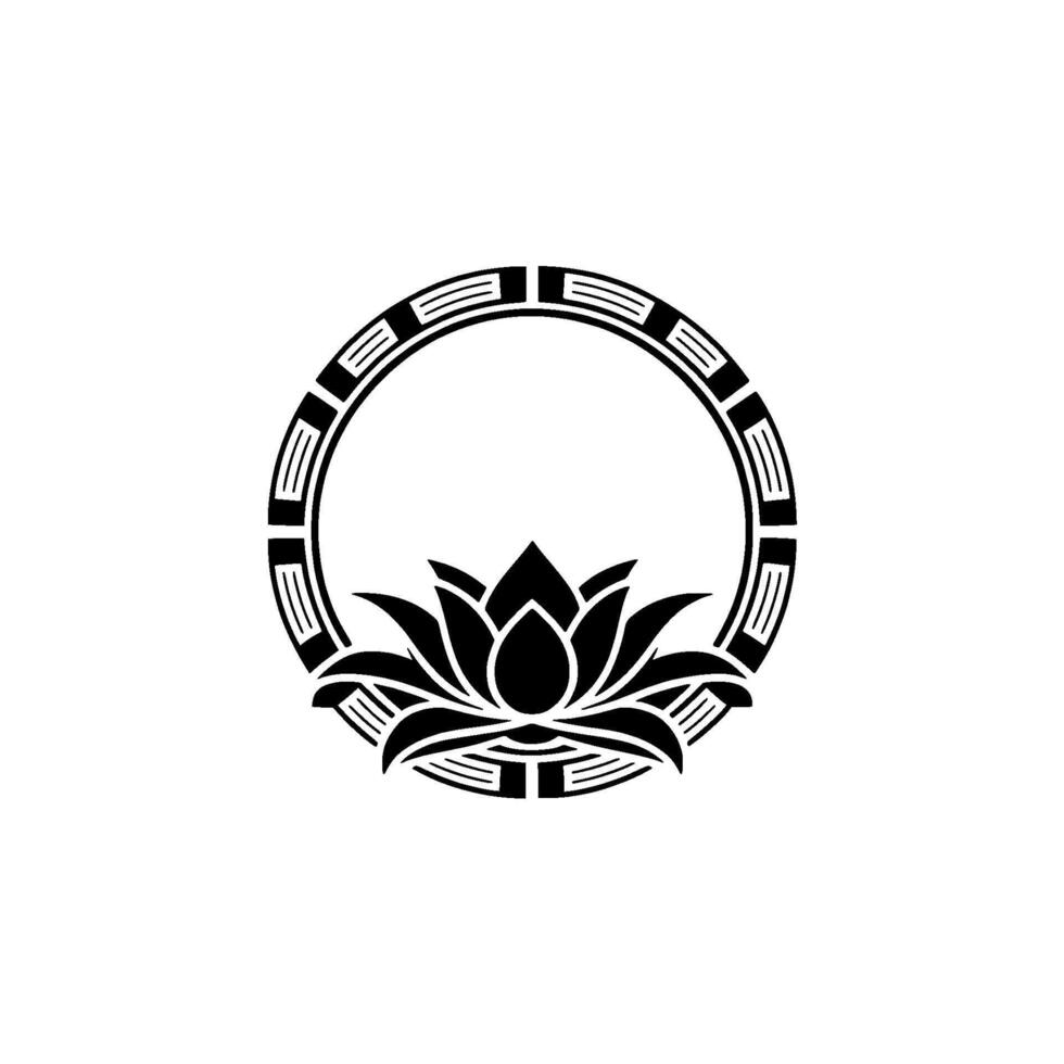 Elegant Lotus Flower with Geometric Frame. vector