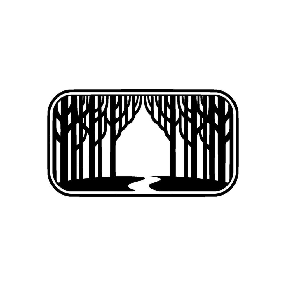Stylized Forest Silhouette Serene Path Through the Woods. vector