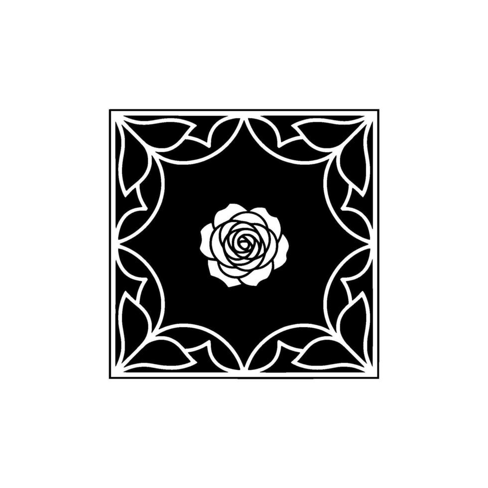 Elegant Rose , Black White Floral Frame. vector
