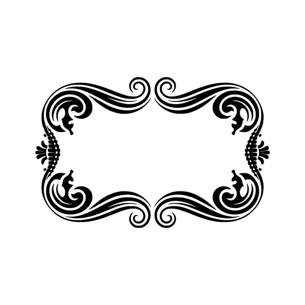 Elegant Black Frame with Ornate Flourishes on White Background. vector