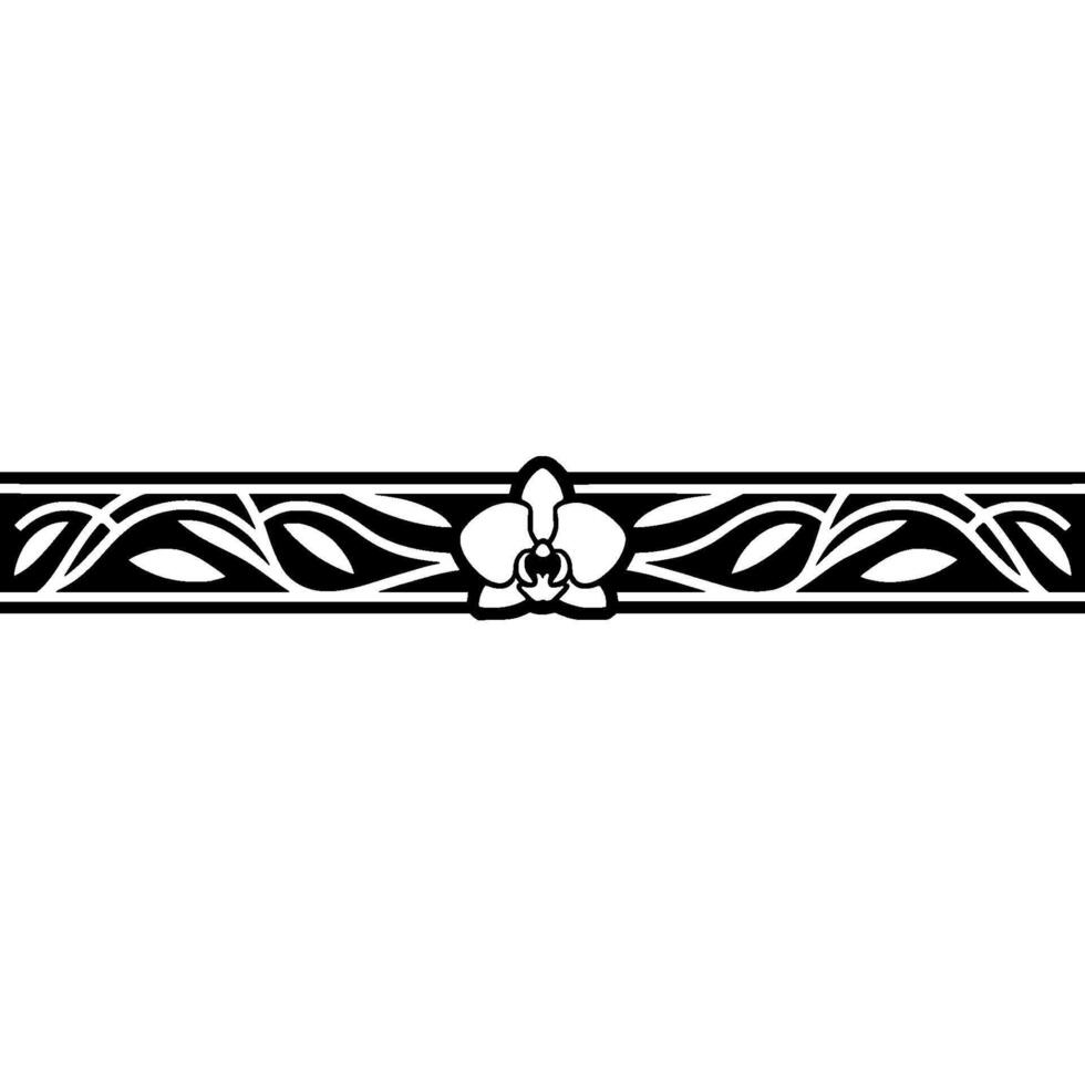 Elegant Orchid Border Black White Floral Element. vector