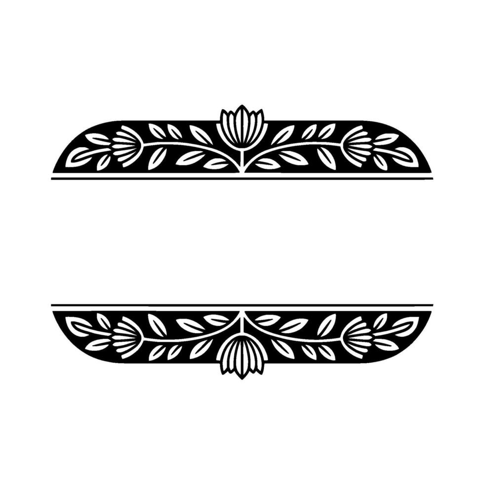 Floral Frame Illustration Elegant Black and White Decorative Element. vector