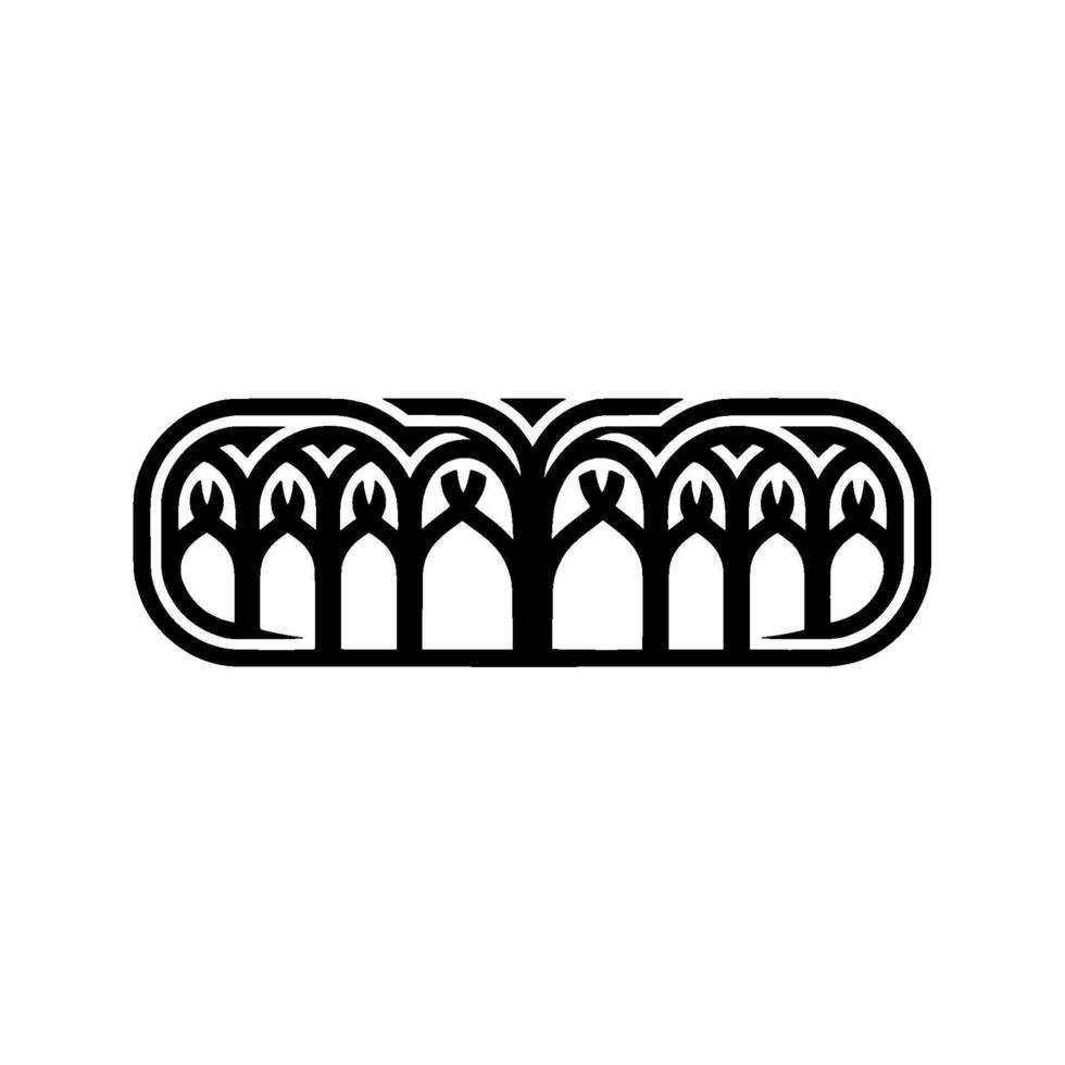 Gothic Archway Emblem Minimalist Black White. vector