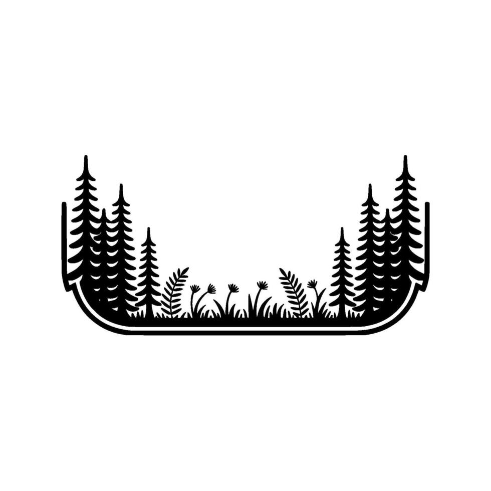 Nature-Inspired Forest Scene in Minimalist Black and White. vector