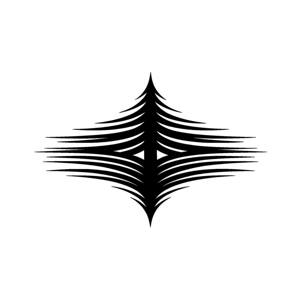 Abstract Symmetry Tree, Black Silhouette on White Background. vector