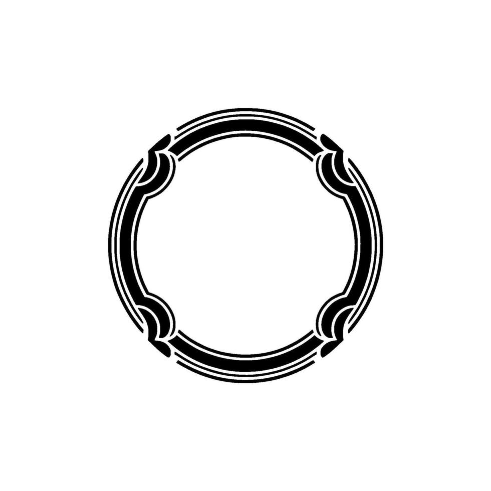 Elegant Black and White Circular Frame Element. vector