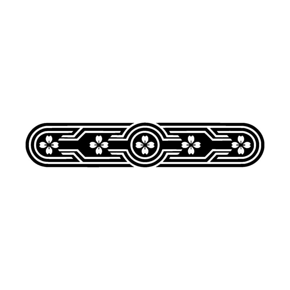 Japanese Floral Sakura Pattern, Geometric Border Element. vector