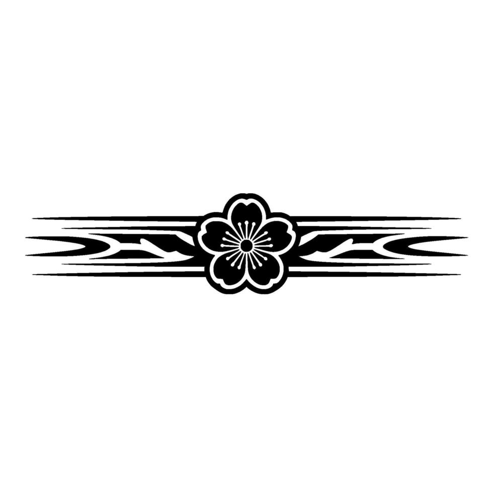 Minimalist Black White Sakura Flower Border. vector