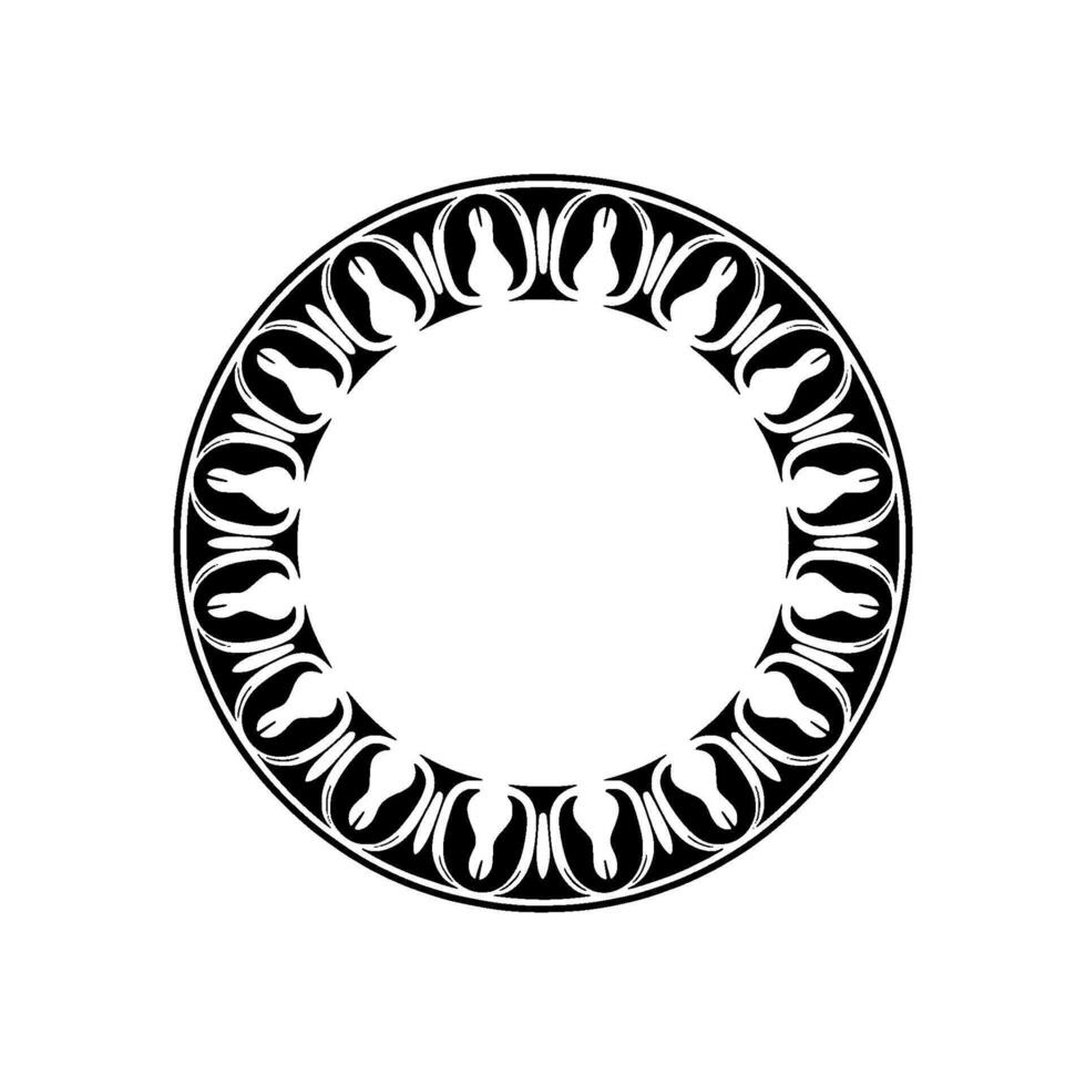 Intricate Black White Circular Ornament Minimalist Element. vector