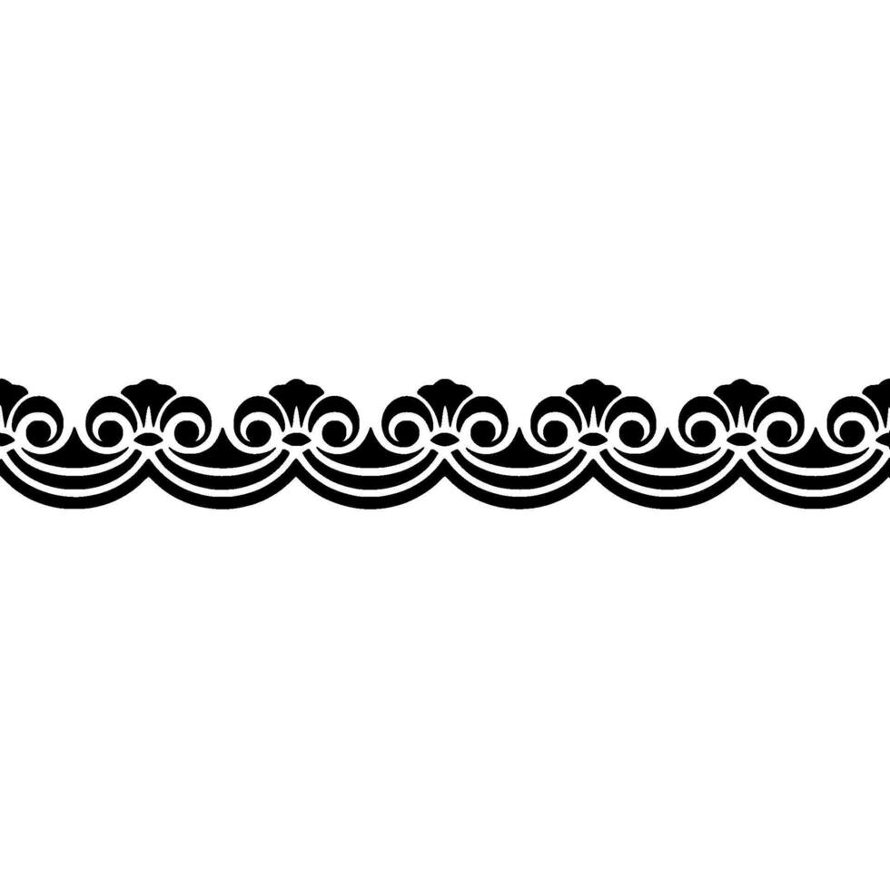 Elegant Black Ornament Border on White Floral Scroll. vector