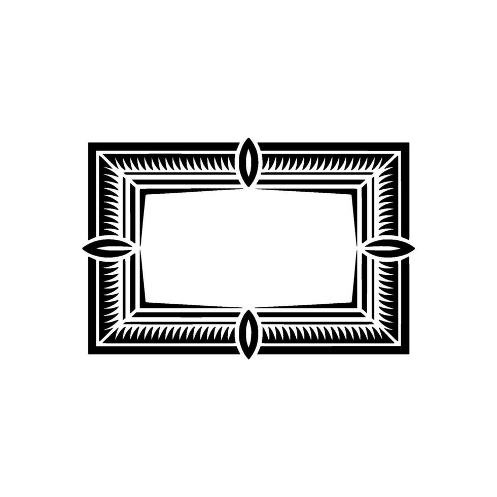 Ornate Black White Frame on White Background. vector