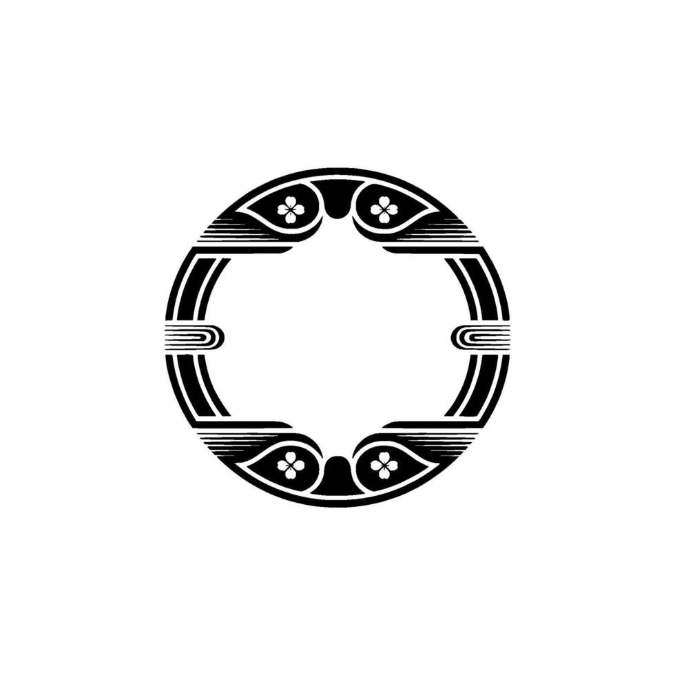 Art Deco Circular Frame, Black and White, Minimalist. vector