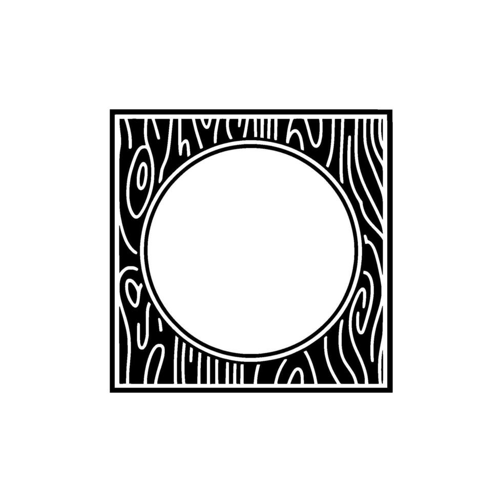 Abstract Wood Frame with Circle Cutout, Minimalist. vector