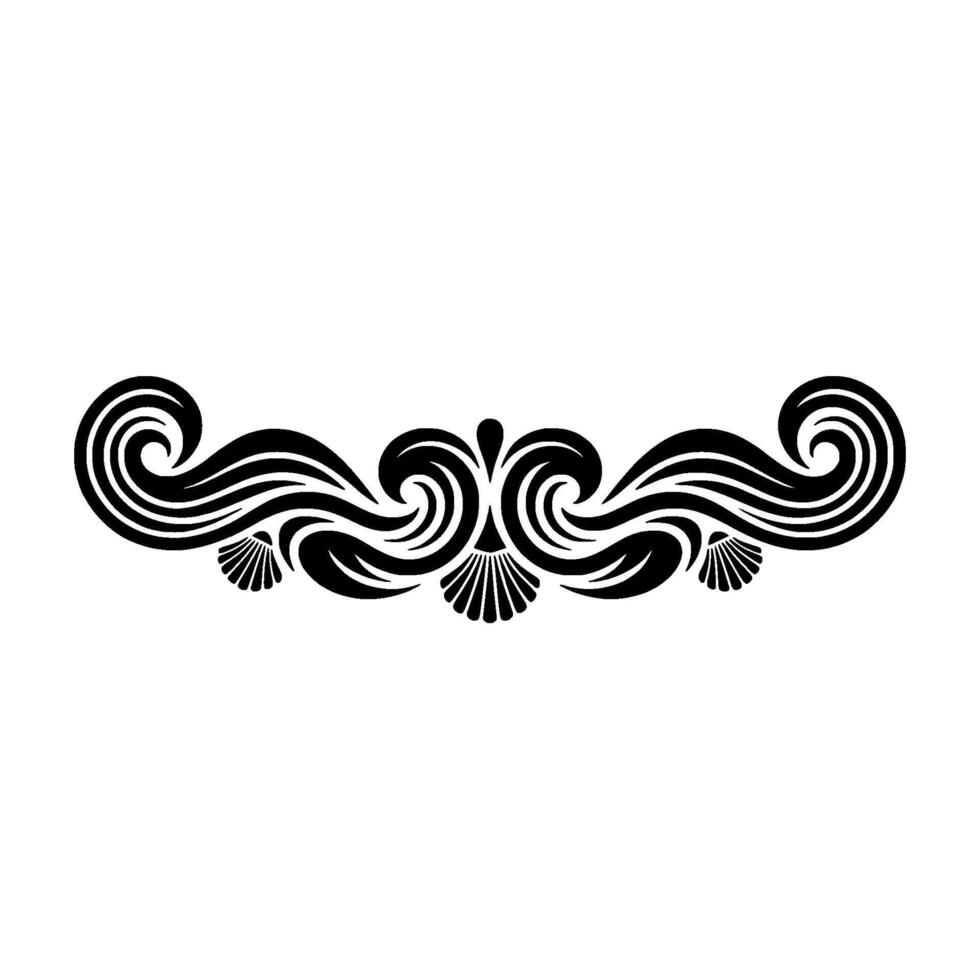 Elegant Black Swirl Border Decorative Ornament on White. vector