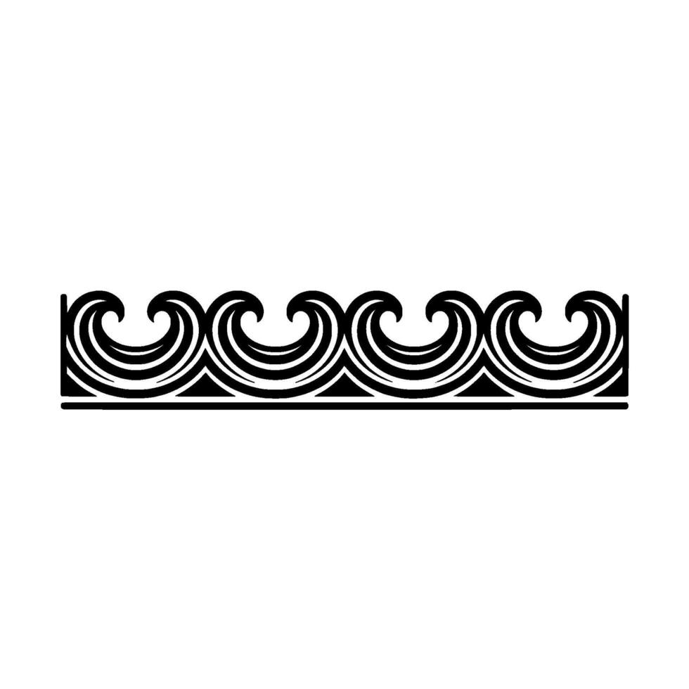 Black Wave Border , Decorative Coastal Element, Minimalist. vector