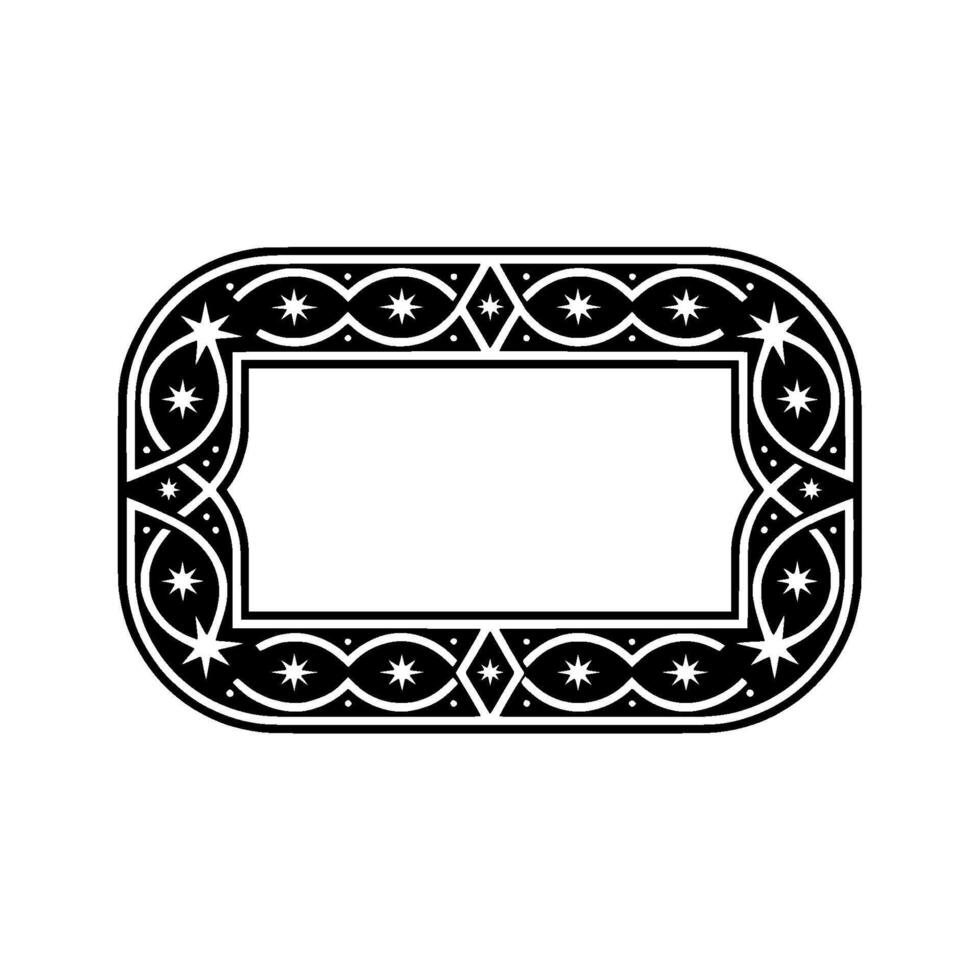 Ornate Geometric Frame with Stars Decorative Border, Blank Space, Minimalist. vector