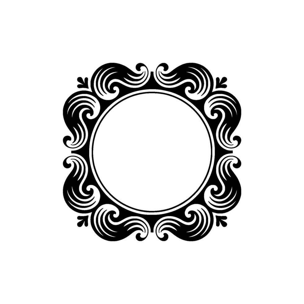 Elegant Black and White Ornate Frame , Illustration. vector
