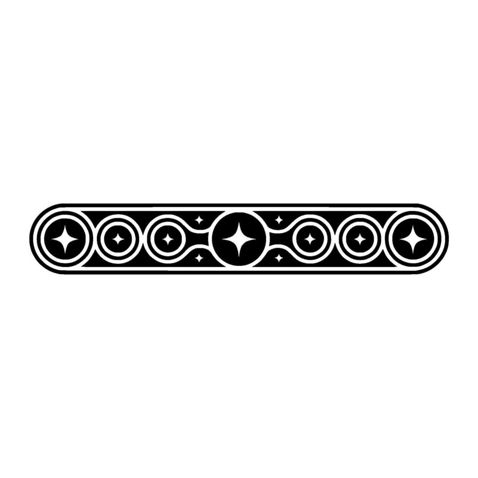Minimalist Celestial Border Black and White Starburst on White. vector