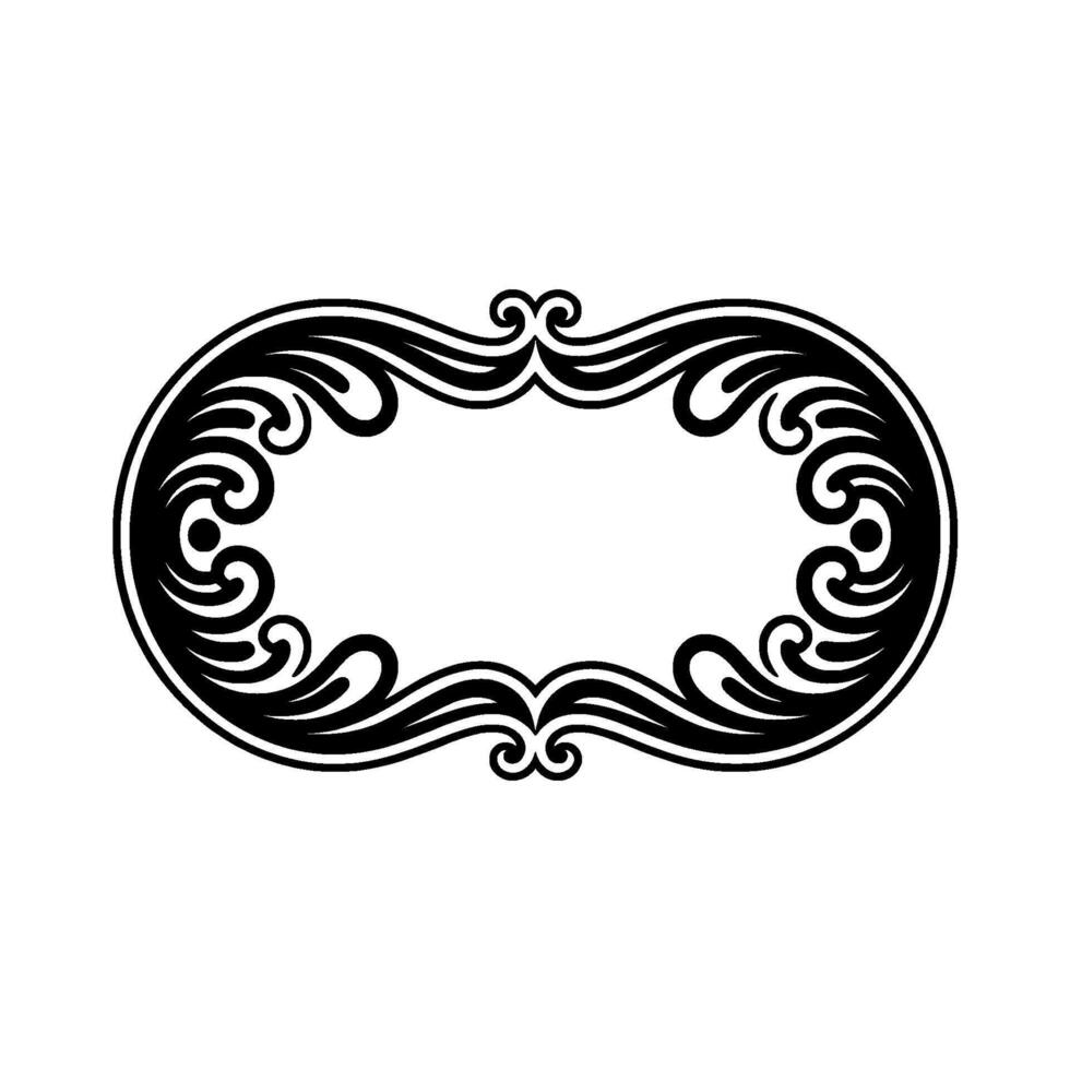 Elegant Black Decorative Frame on White, Ornamental. vector