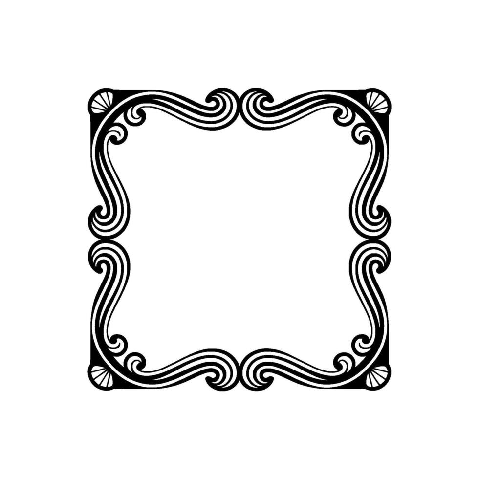 Art Nouveau Frame Decorative, Elegant Border on White. vector