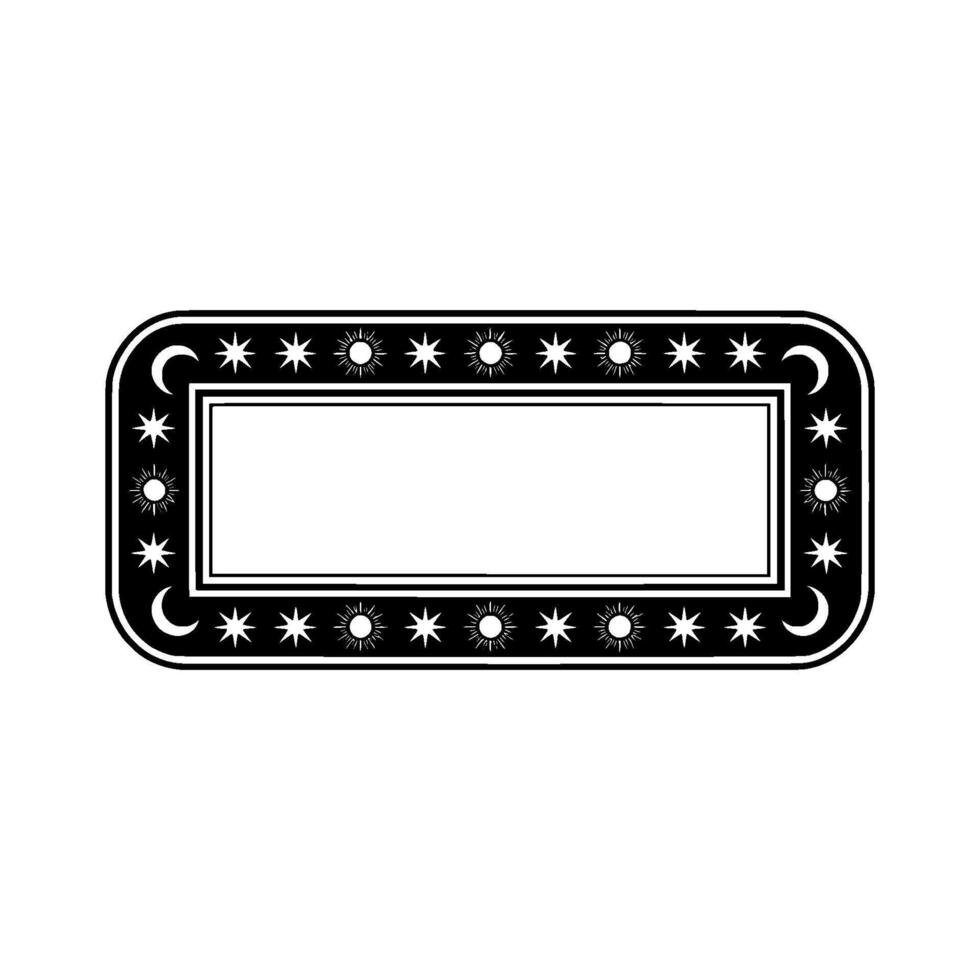 Celestial Frame Black White Sun, Moon, Star Illustration. vector