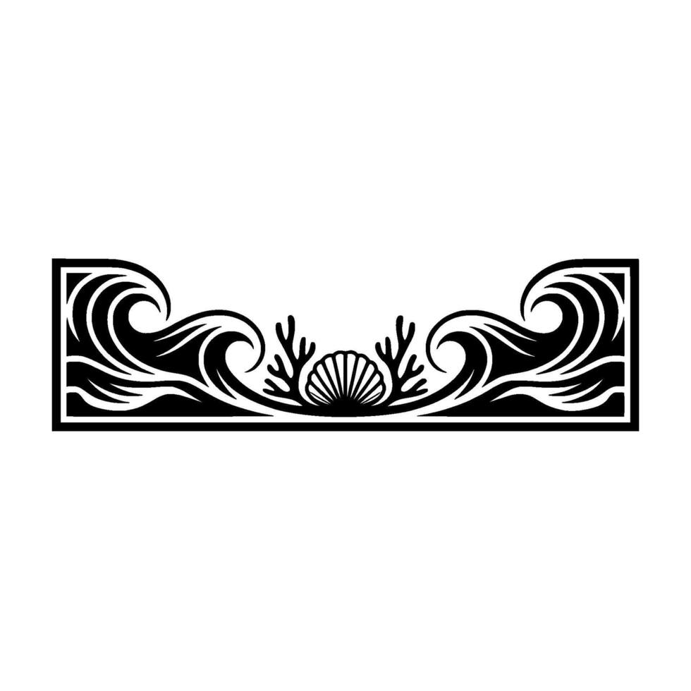 Decorative Black Sea Elements Border. vector