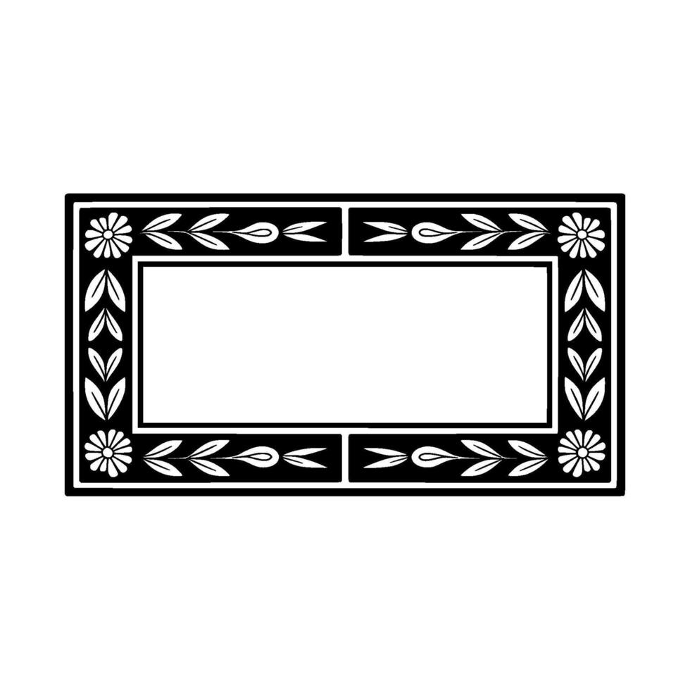 Elegant Floral Frame , Black and White, Template. vector