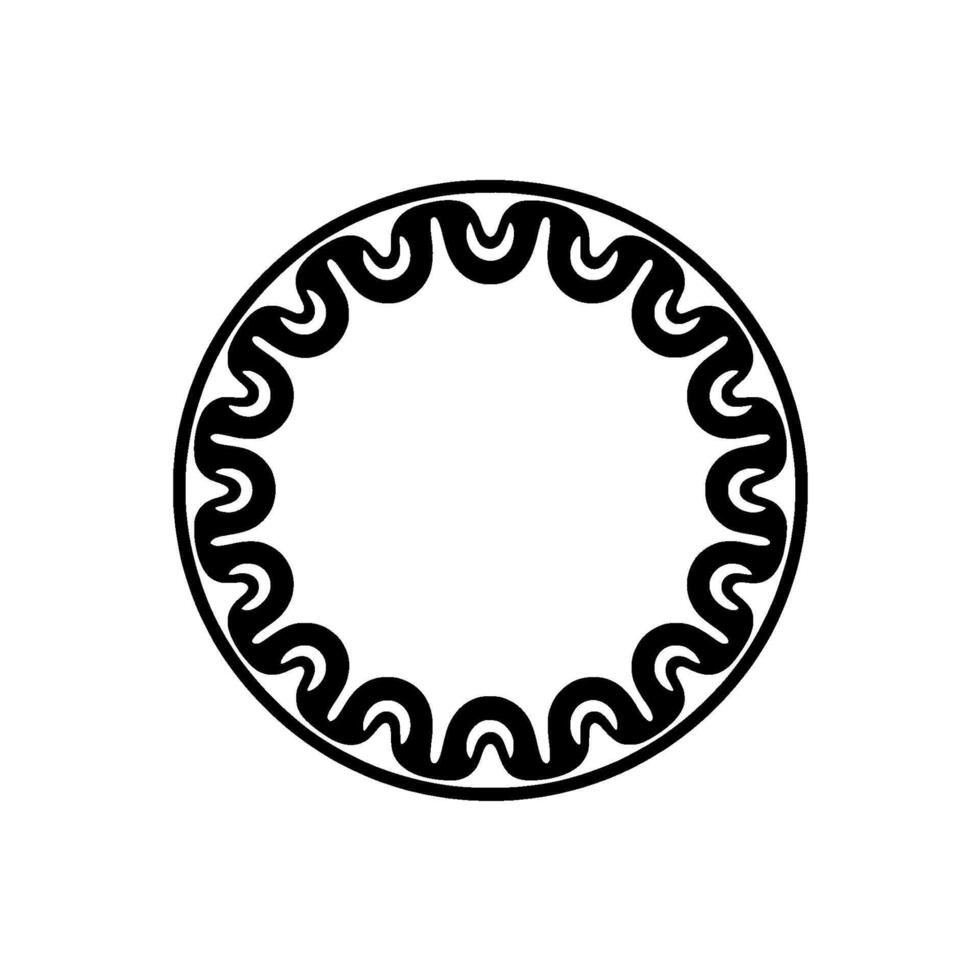Minimalist Black Circular Ornament on White Background. vector