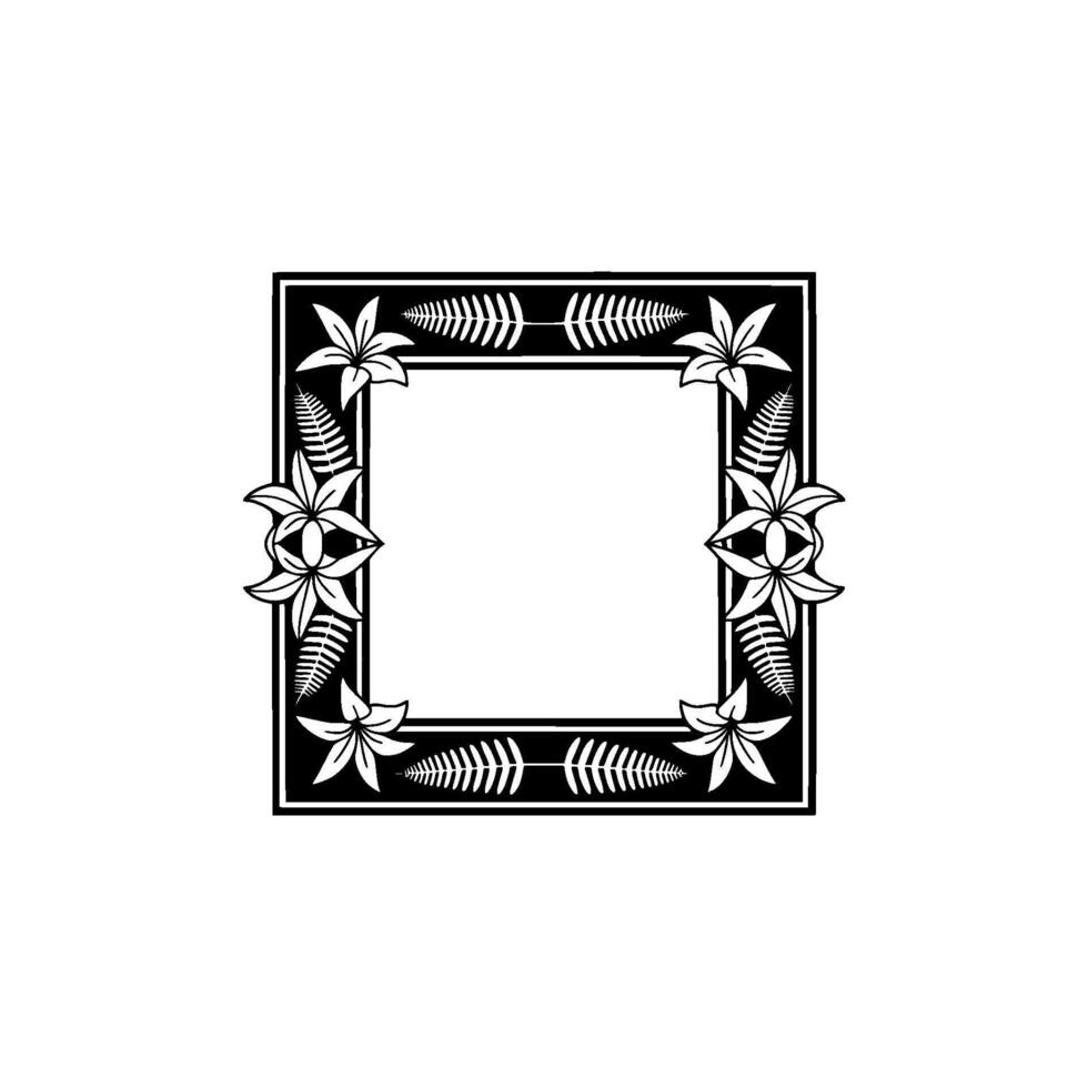 Elegant Floral Frame, Minimalist Black and White , Template. vector