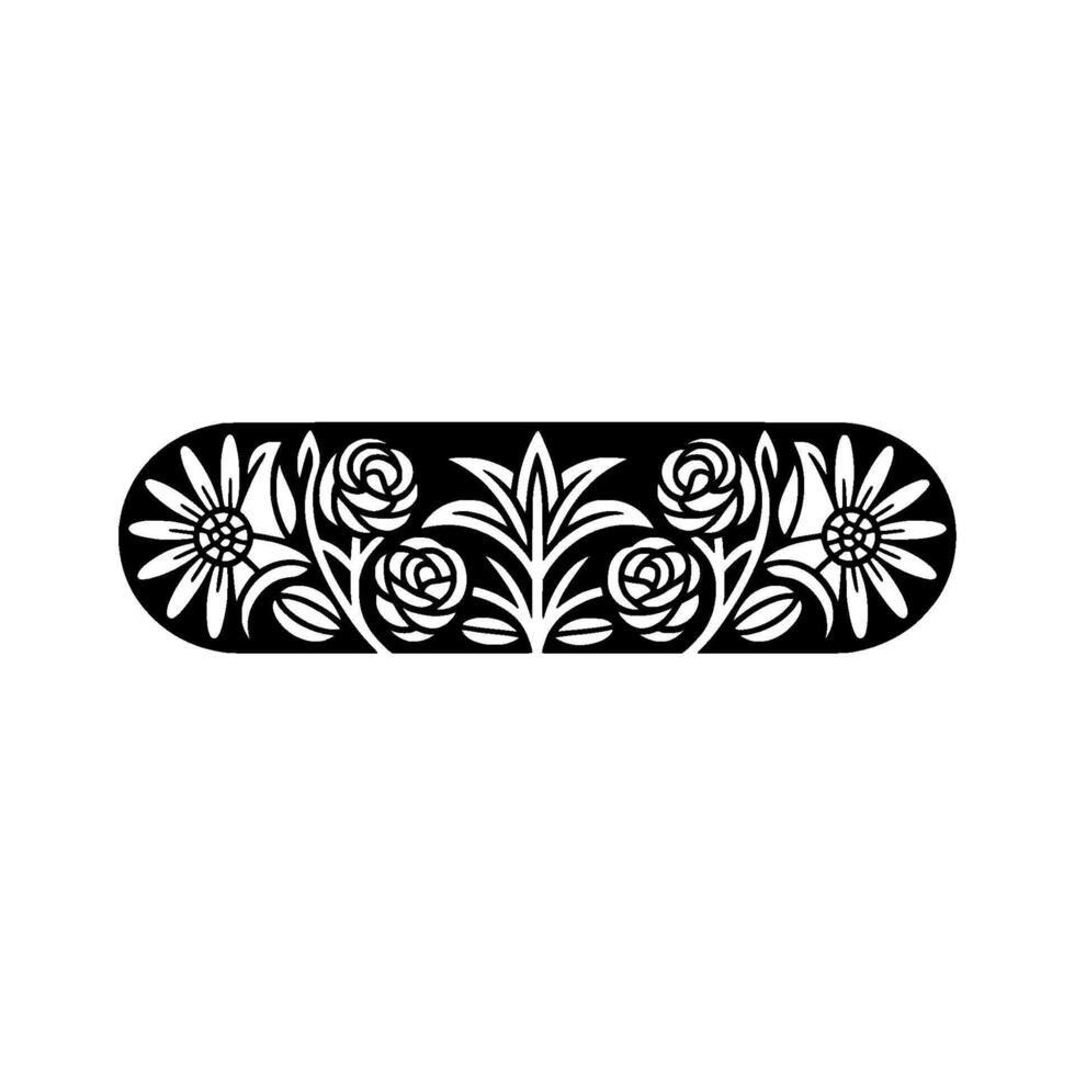 Black White Floral Ornament. vector