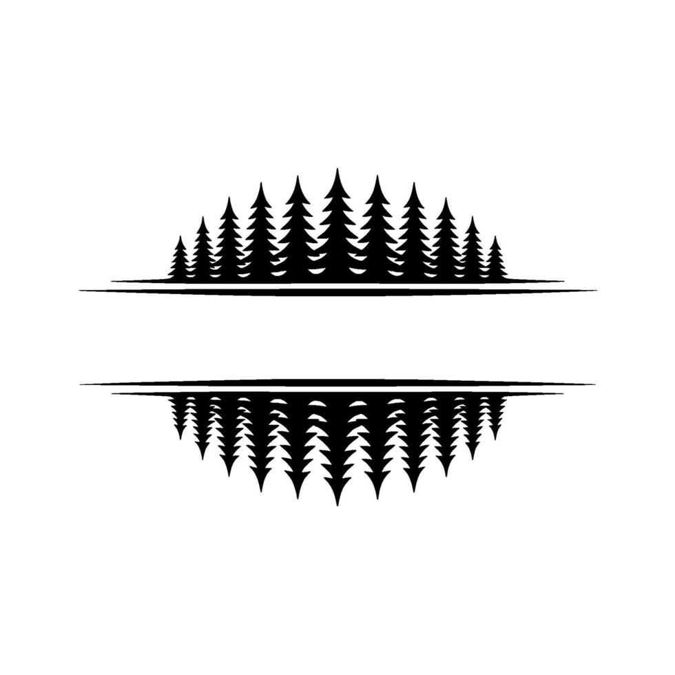 Forest Silhouette Crest with Reflection - Minimalist. vector