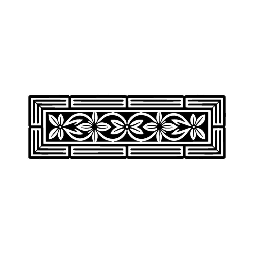 Black Floral Border on White Background - Geometric, Ornamental. vector